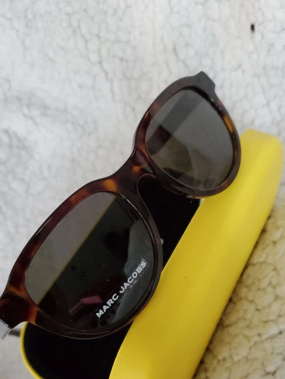 Marc Jacobs Tortoiseshell Sunglasses with Brown Lenses and Yellow Case